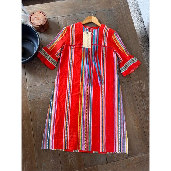 Vintage Alice Of California 1960s Red Striped Dress Size S/M - Picture 7 of 9